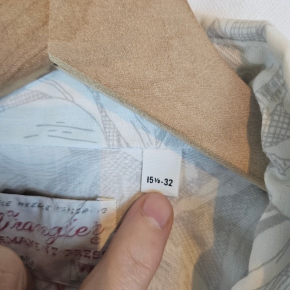 Vintage Wrangler Permanent‎ Presss Long Tails Pearl Snap Shirt, 15.5-32 - Picture 3 of 7